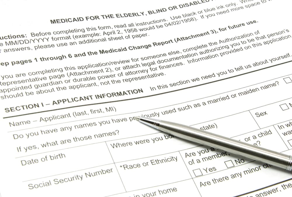 A Medicaid application form